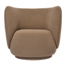 Sillón Lounge Rico: Diseño Curvo, Tejido Texturizado, Confort Moderno, Arena Oscura