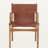 Sillón lounge de cuero marrón y teca Bloomingville