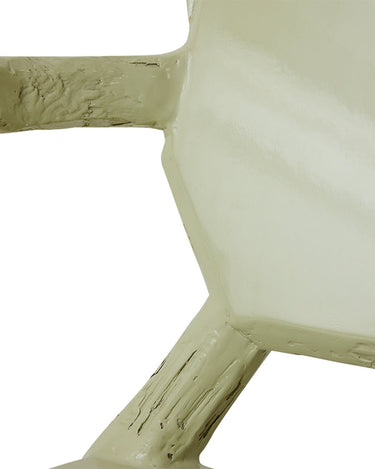 Sillón Medallón de Madera de Sungkai Verde Agua 74 x 64 x 97 cm, detalle del respaldo y de los brazos de madera