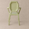 Sillón Medallón de Madera de Sungkai Verde Agua 74 x 64 x 97 cm, vista frontal del sillón verde agua