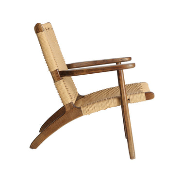 Sillones de madera de olmo y cuerda en marrón para interior