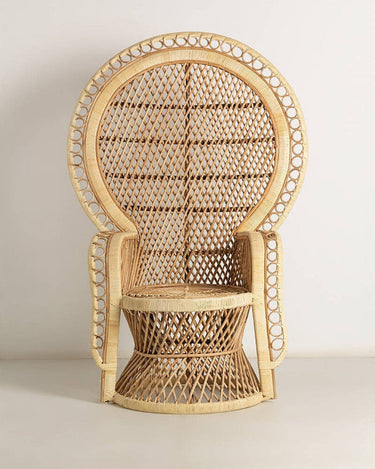 Silla peacock de ratán vista lateral