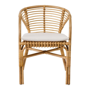 Sillón de ratán con cojín en una composición de Tine K Home