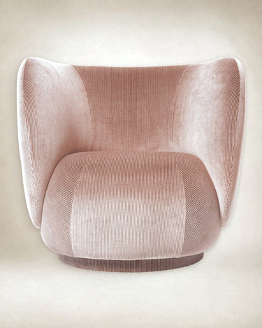 Sillón Rico Terciopelo Devoré Rosa: Diseño Escultórico Italiano, Confort y Antimanchas
