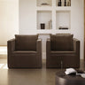 Sillón tapizado en tejido reciclado color moka de Tine K Home