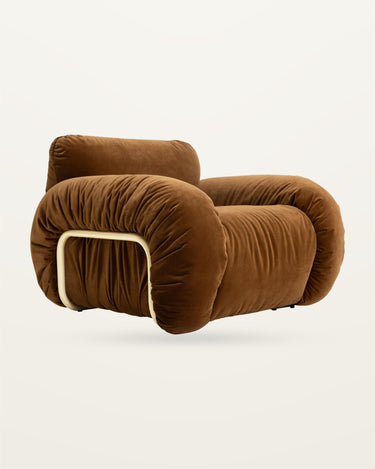 Sillón de terciopelo marrón HK Living vista frontal