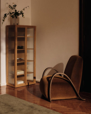 Sillón Buur Lounge de Terciopelo Devoré Rust, Diseño Escultural