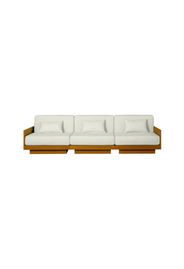 Sofás de Gabrielle Paris, proporción y material de sofá amplio en iroko