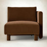 Sofá chaise longue Dase derecho de terciopelo marrón en Matuta Home - imagen 1