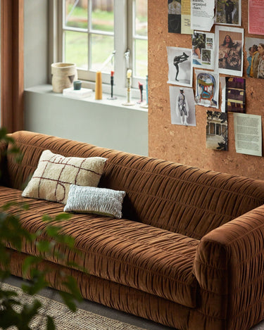 Caramel Velvet Club Sofa by HK Living in an interior setting