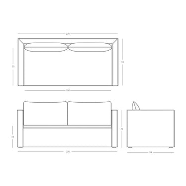 Proporciones de sofá de dos a tres plazas con funda de lino blanco de Tine K Home