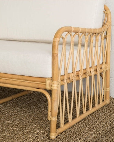 Sofá Knots de ratán natural de tres plazas con cojines, vista adicional 5