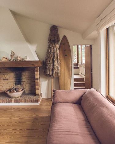 Nomad Sofa in Pink Linen by HK Living in a styled setting
