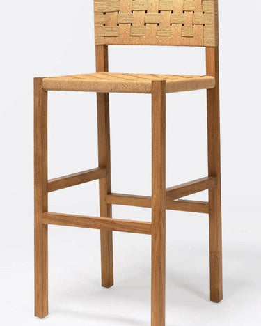 Taburete alto CORA de teca y cuerda 48 × 51 × 110 cm — detalle 2