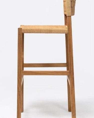 Taburete alto CORA de teca y cuerda 48 × 51 × 110 cm — detalle 3