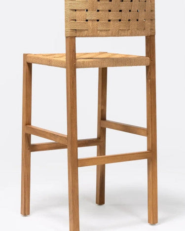 Taburete alto CORA de teca y cuerda 48 × 51 × 110 cm — detalle 4