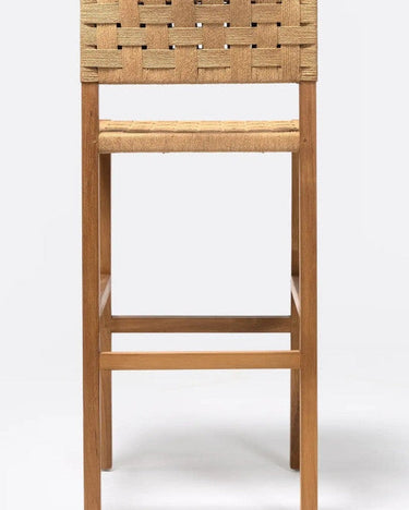 Taburete alto CORA de teca y cuerda 48 × 51 × 110 cm — detalle 5