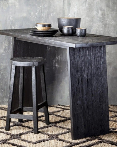 Taburete alto KING de teca negra 44 × 38 × 79 cm — detalle 2