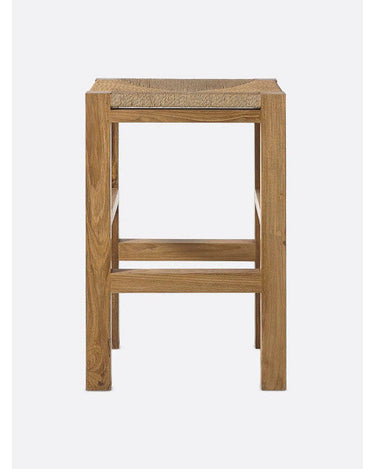 Taburete alto KUMAI de teca y cuerda 40 × 40 × 61 cm — detalle 2
