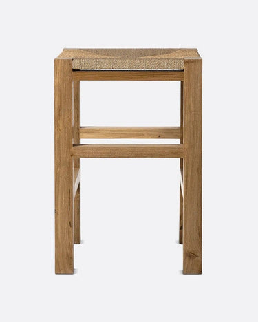 Taburete alto KUMAI de teca y cuerda 40 × 40 × 61 cm — detalle 4