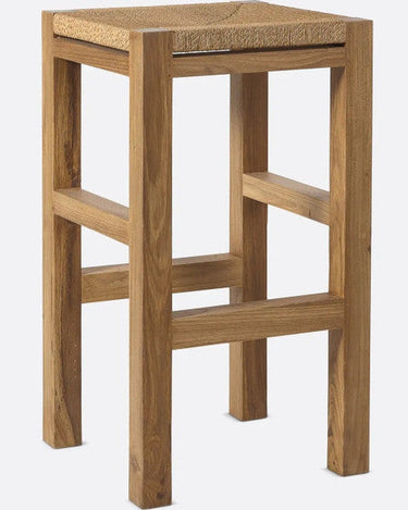 Taburete alto KUMAI de teca y cuerda 40 × 40 × 75 cm — detalle 2