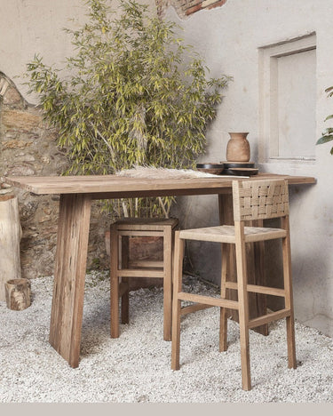 Taburete alto KUMAI de teca y cuerda 40 × 40 × 75 cm — detalle 5