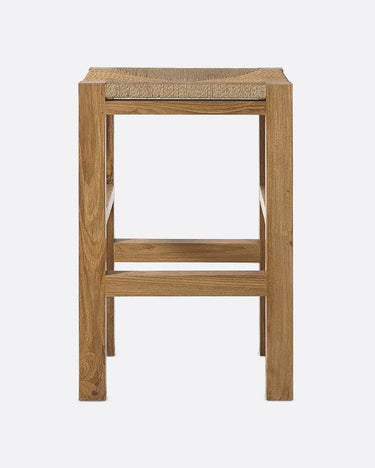 Taburete alto KUMAI de teca y cuerda 40 × 40 × 75 cm — detalle 6