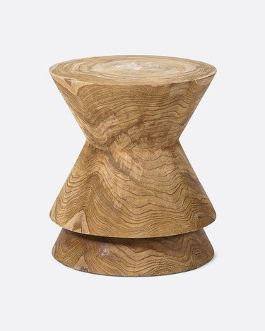 Taburete DIAVOLO de teca natural Ø 36 × 40 cm — detalle 3