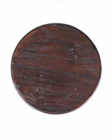 Taburete de madera de mango oscura, vista cenital del asiento circular