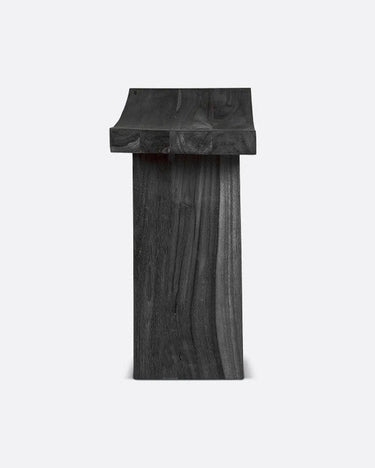 Taburete U de teca negra 47 × 26 × 45 cm — detalle 3
