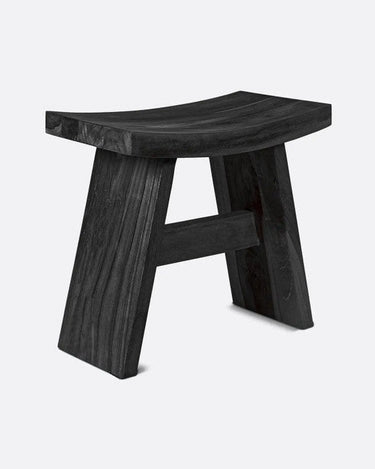 Taburete U de teca negra 47 × 26 × 45 cm — detalle 4
