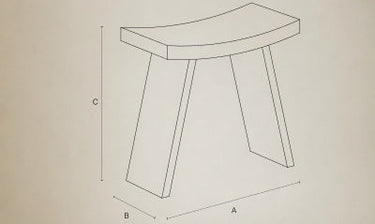 Taburete U de teca negra 47 × 26 × 45 cm — detalle 7