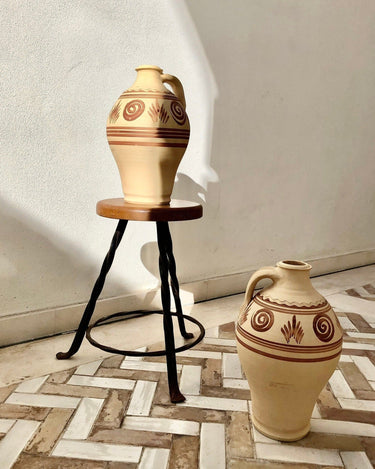 Vintage wooden and wrought iron stool