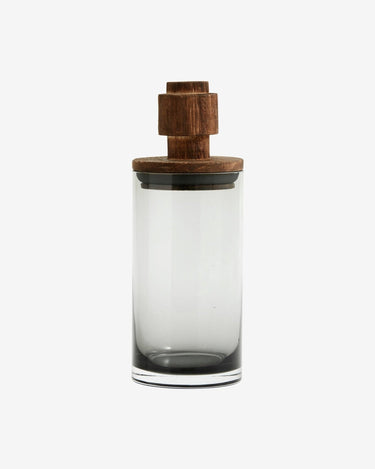 SALVIE tall smoked glass jar with wooden lid, 900 ml capacity – Nordal