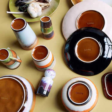 Taza latte de cerámica con acabado artesanal