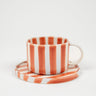 Terracotta striped ceramic cup and saucer by Olsson & Jensen