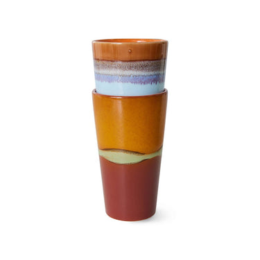 Tazas latte retro de tonos terrosos