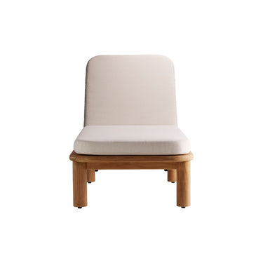 Proporciones de tumbona de teca maciza con cojín para exterior de Tine K Home