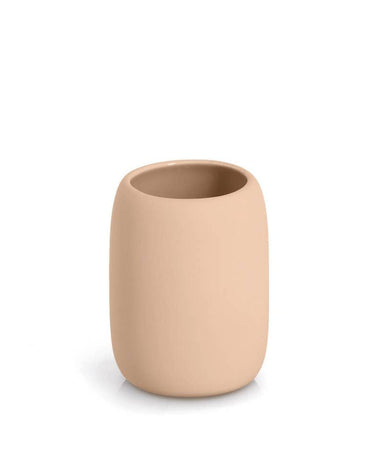 Vaso para cepillos de cerámica color almendra