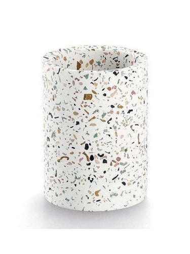 Vaso para cepillos de terrazo blanco