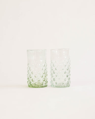 Vaso de vidrio soplado artesanal con burbujas