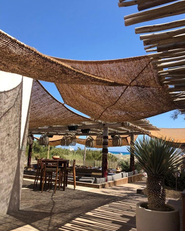 Vela de sombra rectangular de fibra de coco natural