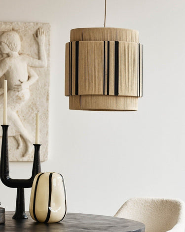 Lámpara colgante VINATA de algodón beige y negro – Nordal