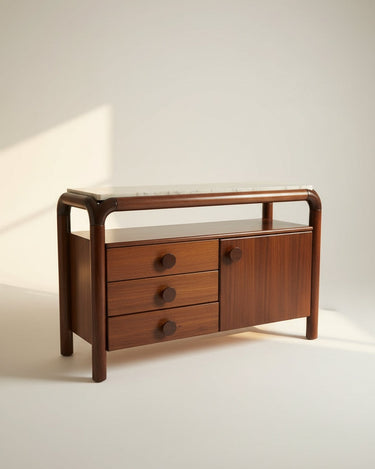 Aparador vintage de madera con sobre de mármol