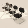 Set de cuatro sillas cantilever vintage de tela negra y metal
