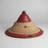 Sombrero bereber de paja tejida beige y rojo