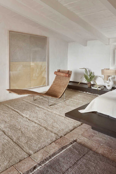 Alfombra lavable de lana Steppe beige de 80 × 140 cm
