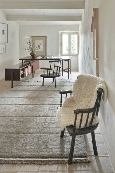 Alfombra Steppe gris con flecos vista completa