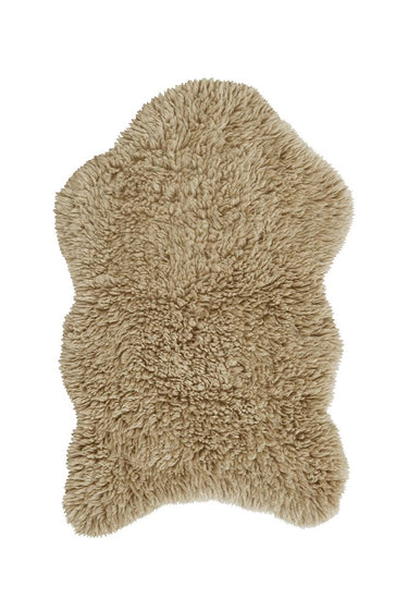 Alfombra lavable de lana Woolly beige de 75 × 110 cm